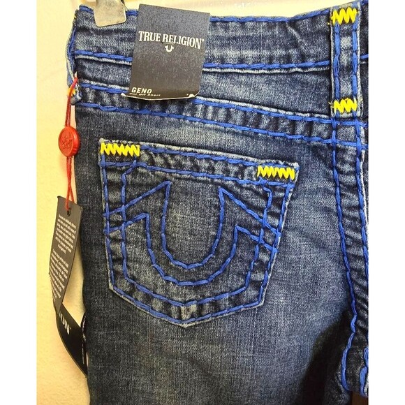 True Religion Denim Shorts Kid Boys Size 12 Geno Cut Off Embroidered Ber… - Picture 6 of 13